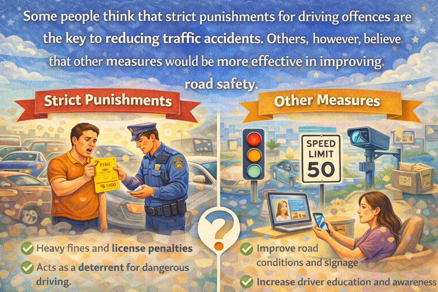 [Writing Task 2] Some people think that strict punishments for driving offences are the key to reducing traffic accidents
